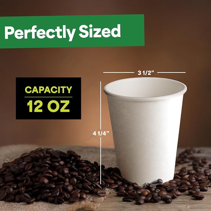 EconoHome 12 oz 100 Pack Disposable Coffee Paper Cups - Image 3