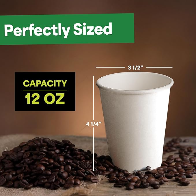 EconoHome 12 oz 500 Pack Disposable Coffee Paper Cups - Image 3