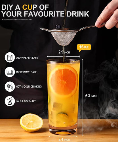 Drinking Water Glass Cups Set, Crystal Highball Glasses cups set of 12 - Image 2