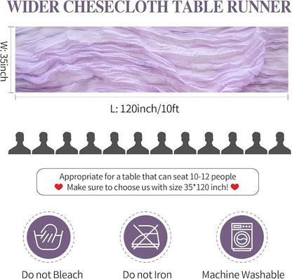 3 Pack Purple Cheesecloth Table Runner 35x120 Inches, Summer Boho Rustic Lilac - Image 6