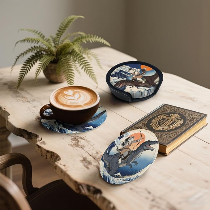6 Pcs Cat Dinosaur Drink Coasters - Image 3