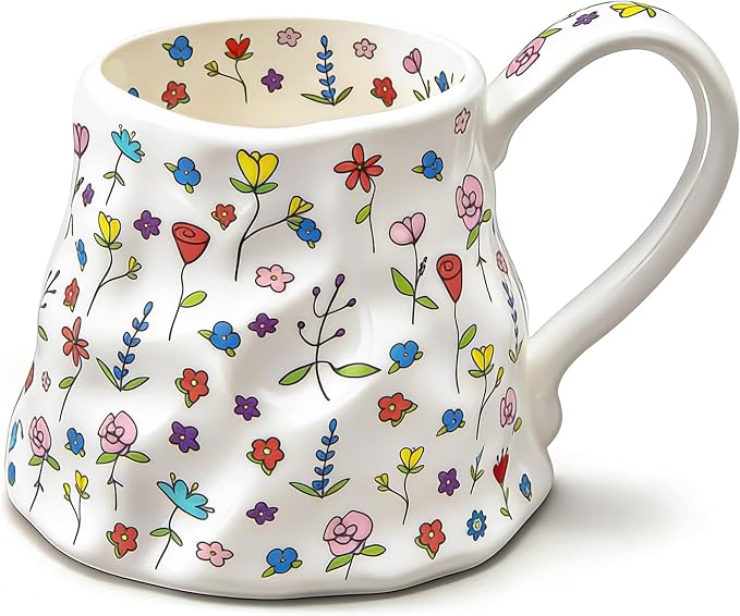Large Coffee Mug 20 oz, Oversized Cute Floral Ceramic Mug, Big Coffee Mugs by ACOLIDAS