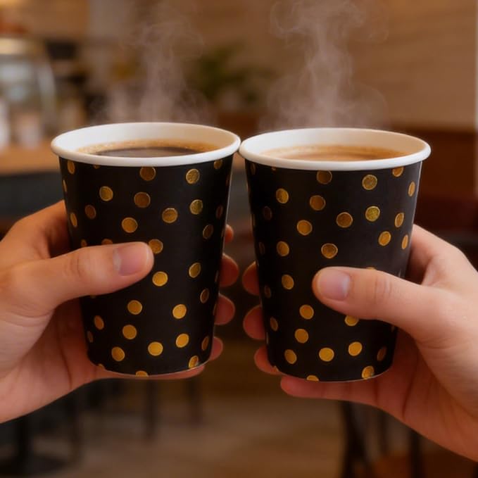 120 Pack Black And Gold Paper Cups-9 oz Disposable Paper Cups - Image 6