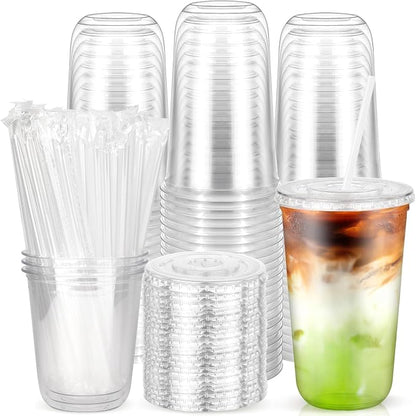 100 Pack 18 oz Plastic Cups by Etersky