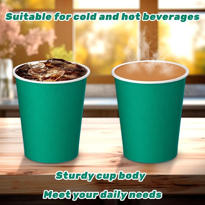 50 Pack 8 oz Disposable Paper Cups, Hot/Cold Beverage Drinking Cups - Image 5
