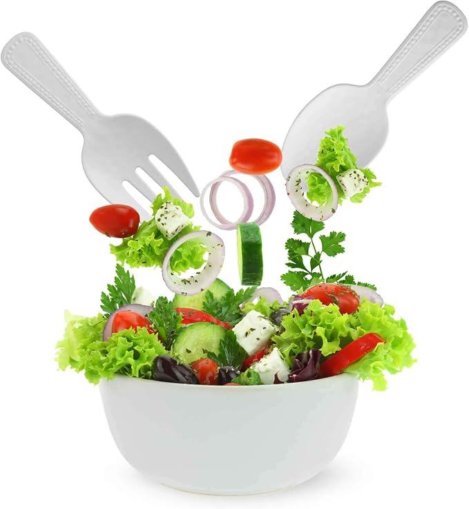 Pebble Melamine Salad Servers, Serving Utensil Set, Includes Serving Fork and - Image 4