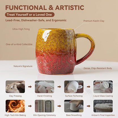 Handmade 22oz Ceramic Coffee Mug, Ergonomic Large Handle, Ideal Gift - Image 7