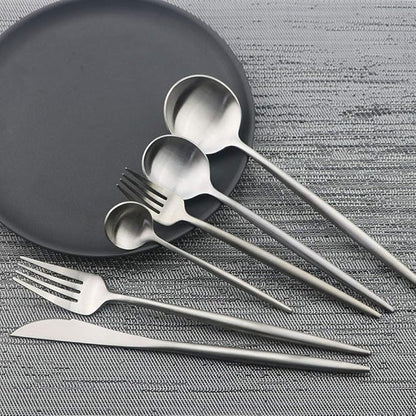 JASHII Luxury Flatware, Silverware Sets, 6-pieces Elegant Cute 18/10 Stainless Steel Silverware Set for Eating Home Kitchen Hotel Restaurant, Service Sets for 1 People, Dishwasher Safe