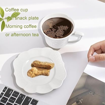 12 Pieces 6 oz Tea Cup and Saucer Set, Cappuccino Latte Americano Coffee Cup - Image 7