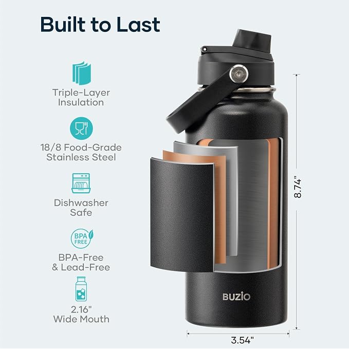 BUZIO Insulated Stainless Steel Water Bottle 32 oz - Image 4