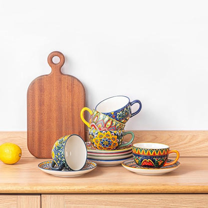 Henten Home Ceramic 8.5 oz Tea Cup Set, Latte Cup - Image 3