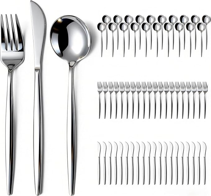 60-Piece Silverware Set for 20, Food Grade Stainless Steel Flatware Set by SilverwareSet