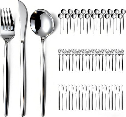 60-Piece Silverware Set for 20, Food Grade Stainless Steel Flatware Set by SilverwareSet