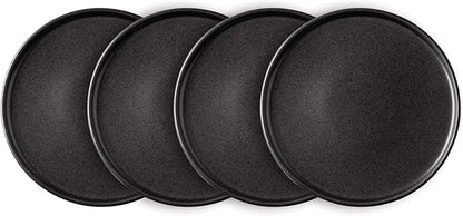 AmorArc Ceramic Dinner Salad Plates Set of 6, 8.5 Inch Reactive Matte Glaze Dish Set, Dessert,Salad, Appetizer, Small Dinner Plate,Microwave, Dishwasher Safe, Scratch Resistant, Matte Black