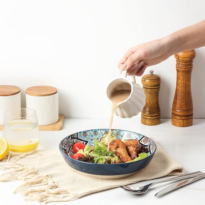 KitchenTour Pasta Bowls Set of 6-30 oz Large Wide & Shallow Serving Bowl - Image 2
