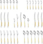 30-Piece Silverware Set, Luxury Gold Silverware Kitchen Flatware Sets Service for 6, Premium Cutlery Utensil Set with Dinner Knife Spoon Fork Set, Durable Stainless Steel Tableware Sets