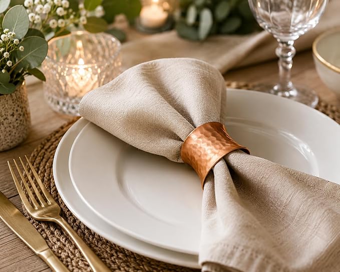 Round Hammered Napkin Rings Set of 12, Napkin Rings Bulk, Serviette Adornment - Image 5