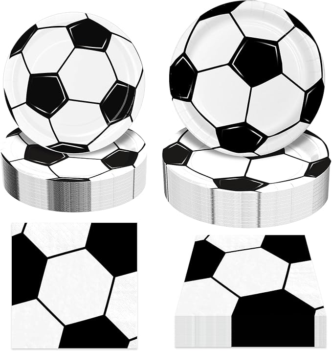 180Pcs Soccer Party Supplies Paper Plates and Napkins Serve 60 | Disposable by Hpscdyo