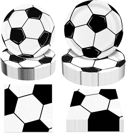 180Pcs Soccer Party Supplies Paper Plates and Napkins Serve 60 | Disposable by Hpscdyo