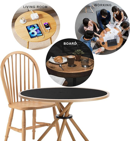 CENNBIE 23.6 Inches Round Table Mat - Cork Leather Placemats - Suitable as Side Dining Coffee Table Cover (Black)