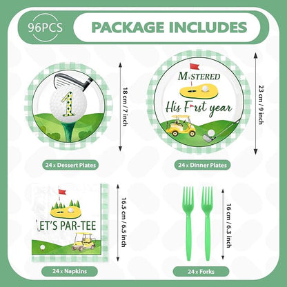 96Pcs His First Year Golf Party Decorations, Serves 24 | Golf Plates and - Image 4