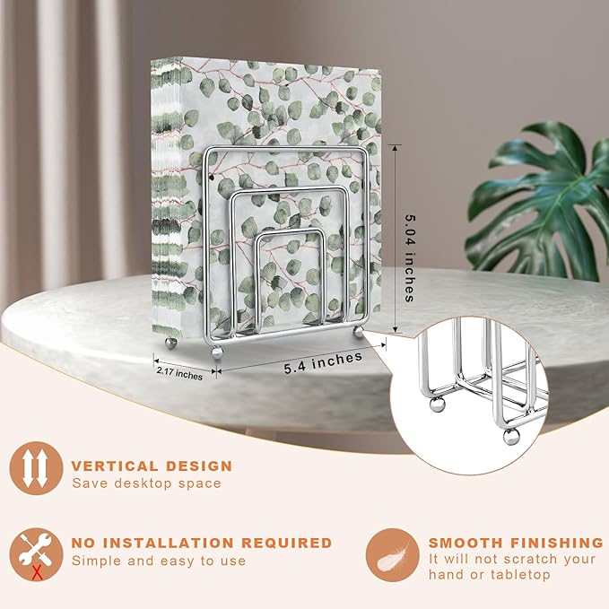LAIHIFA Napkin Holder, Kitchen & Countertops, Modern Metal Cocktail Paper - Image 2