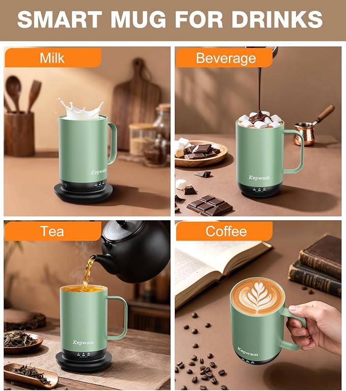 Kepwam Self-Heating Coffee Mug T1, 16oz Rechargeable Heated Coffee Mug - Image 9