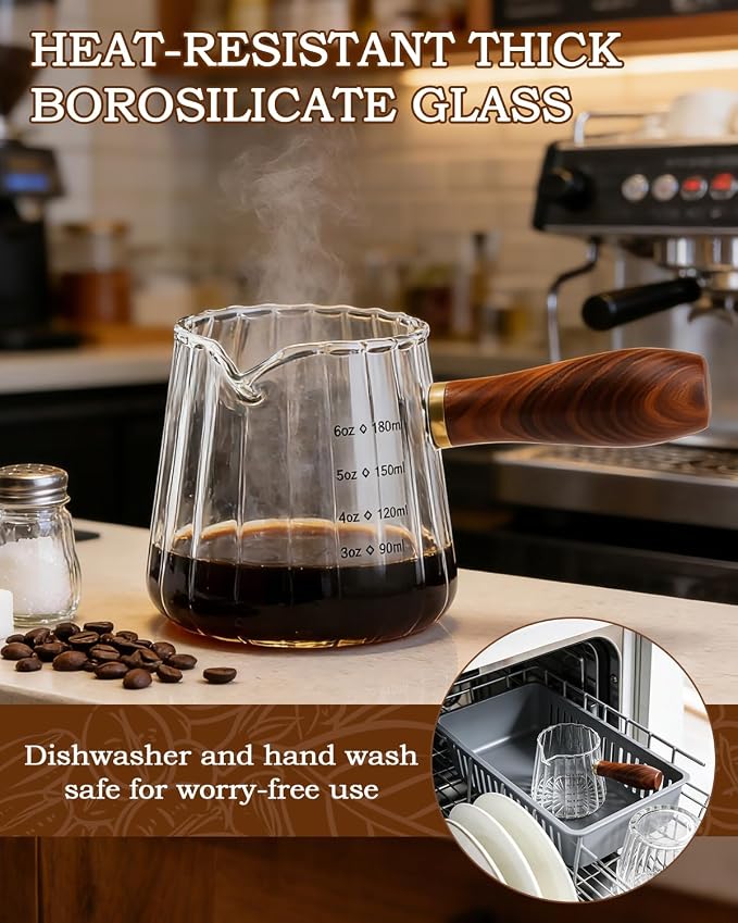 Espresso Measuring Cup, 6oz Borosilicate Glass Espresso Cups - Image 6