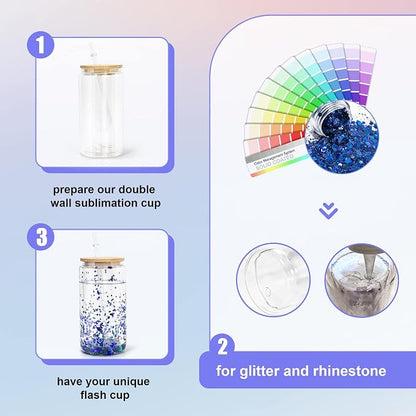 AGH 16OZ Snow Globe Glass Tumbler, 8 Pack Sublimation Glass - Image 4