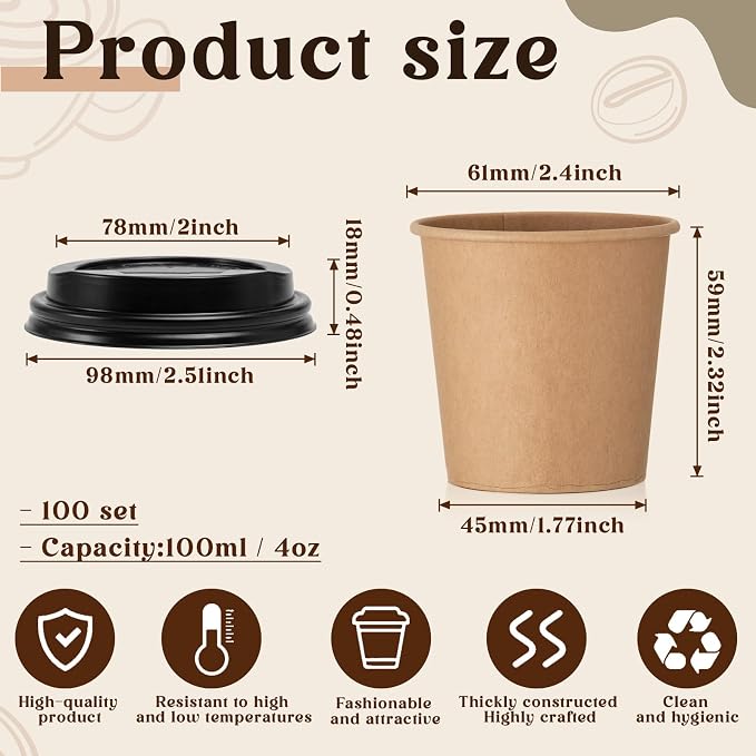 100 Sets 4 oz Disposable Espresso Cup - Image 2