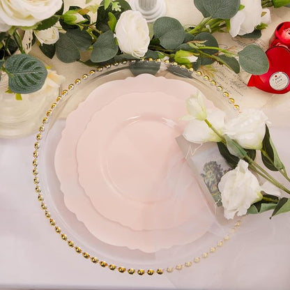 60pcs Pink Plastic Plates - Image 4