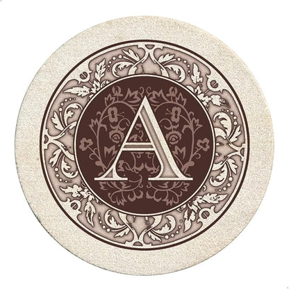 Thirstystone Monogram Letter Absorbent Sandstone Coaster 4-Pack | Manufactured by Thirstystone