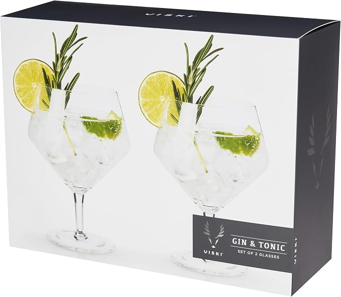 Viski Raye Angled Stemmed Gin and Tonic Glasses Set of 2 - Image 10