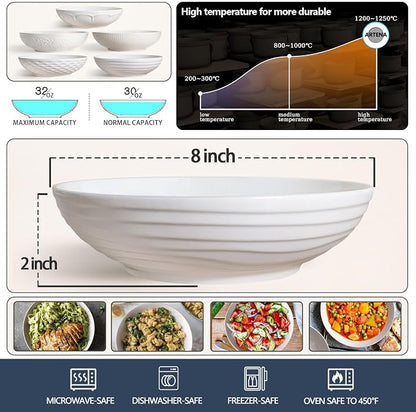 Pasta Bowls 32oz, Ceramic Large Salad Bowls 8 inch, Soup Bowls Set of 4 - Image 2
