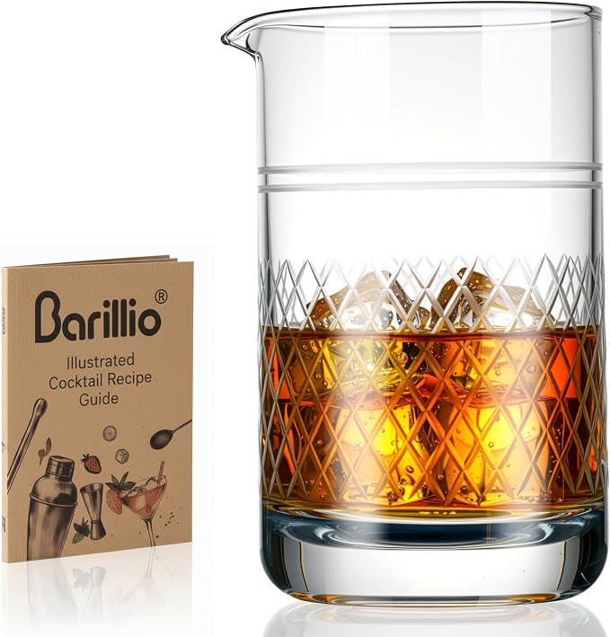 Barillio Crystal Cocktail Mixing Glass - 20 Oz Seamless Weighted - Bartender by Barillio