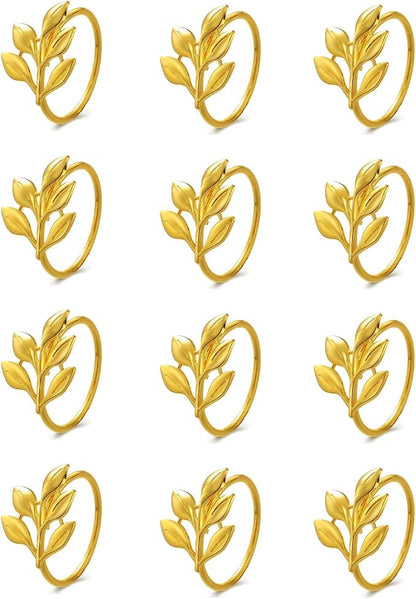 14K Gold Napkin Rings Set of 12, Metal Gold Napkins Rings Holder Buckles - Image 8