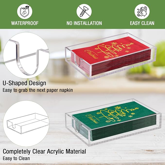 Acrylic Napkin Holder 2 Pack, Antislip | Flat Acrylic Tray - Image 4