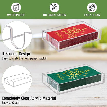 Acrylic Napkin Holder 2 Pack, Antislip | Flat Acrylic Tray - Image 4
