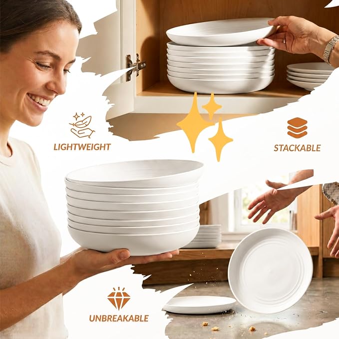 Wheat Straw Plates Set of 8 Unbreakable Microwave and Dishwasher Safe Plates - Image 5