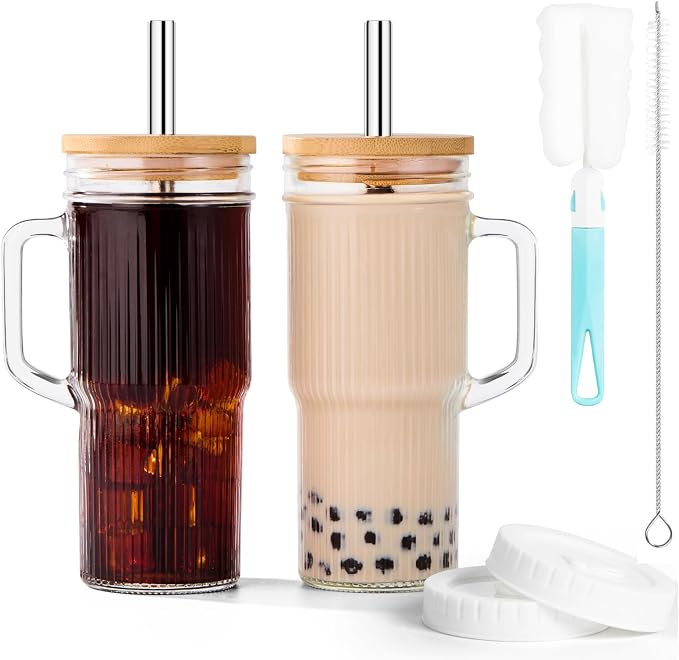 JunVpic Glass Tumbler, 24 oz Ice Coffee Cups by Junvpic