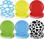 60 Pcs 7 Inch Toy Inspired Paper Plates Cow Pattern Cloud Plates Decorations Yellow Red Blue Green Disposable Dessert Dish for Party Farm Themed Birthday Party Supplies