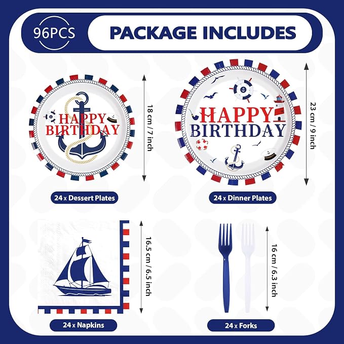 96 Pcs Nautical Birthday Party Decorations - Image 5
