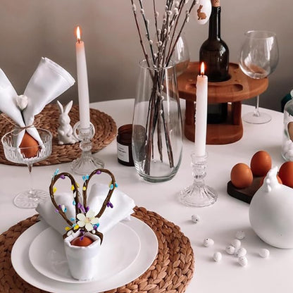 Easter Bunny Ear Napkin Rings Set of 8, Colorful Rattan Bunny - Image 5