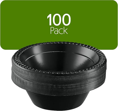 PLASTICPRO 100 PCS Black Plastic Bowls Light Weight 12 oz Plastic Soup Bowls - Image 7