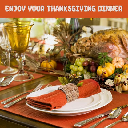 Napkin Rings Set of 6, Thanksgiving Napkin Rings Table Decor Handmade by - Image 5