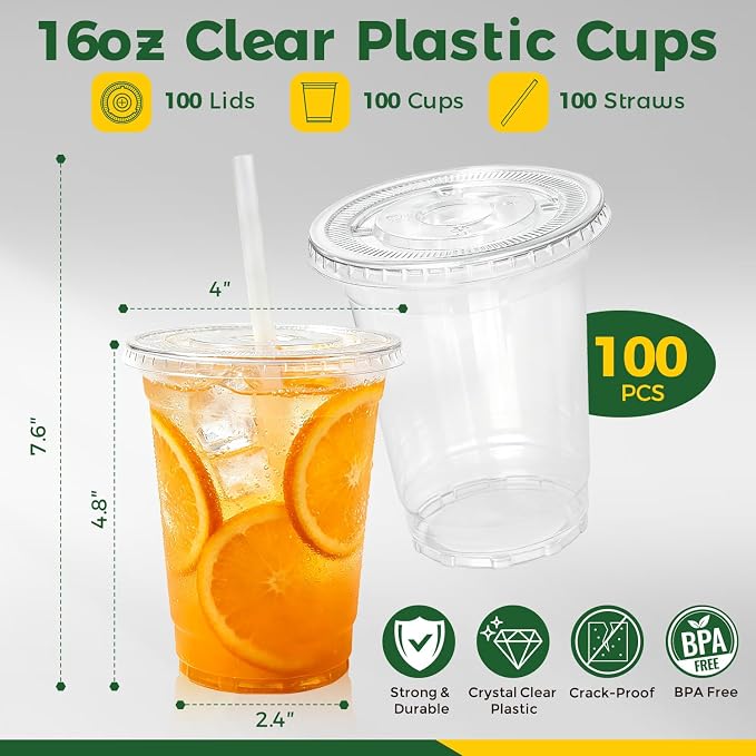 Charmount 100 Sets 16 oz Plastic Cups - Image 2