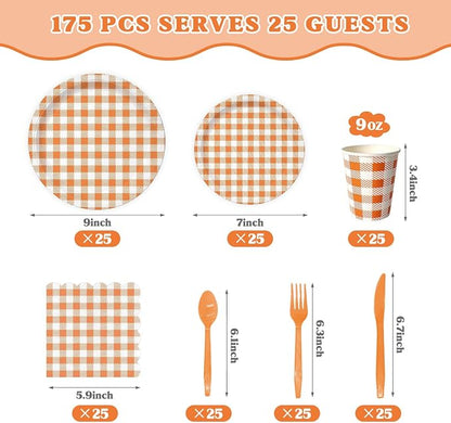 Vyntra Checkered Gingham Paper Plates and Napkins Set - Image 7