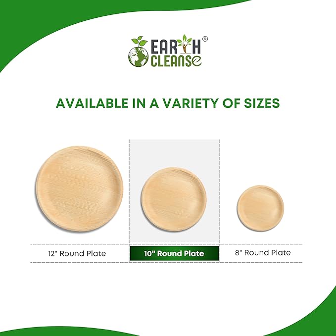 Compostable Palm Leaf Plates 10 Inch Round (100 Pack) | Disposable Biodegradable Plates Like Bamboo & Wooden | Microwave & Oven Safe | Eco-Friendly Dinnerware for Parties & Events