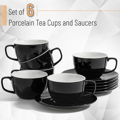 BTaT- Cappuccino Cups with Saucers 6 oz, Au Lait, Flat White, Dishwasher - Image 2