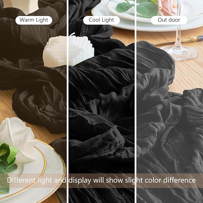 Cheesecloth Table Runner Black 10FT Boho Gauze Runner, 6 Pack | 120 Inch Cheese - Image 8